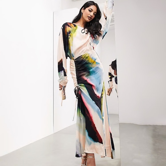 ASOS Dresses & Skirts - ASOS Blue and Black Asymmetrical Cut Out Cocktail Gown